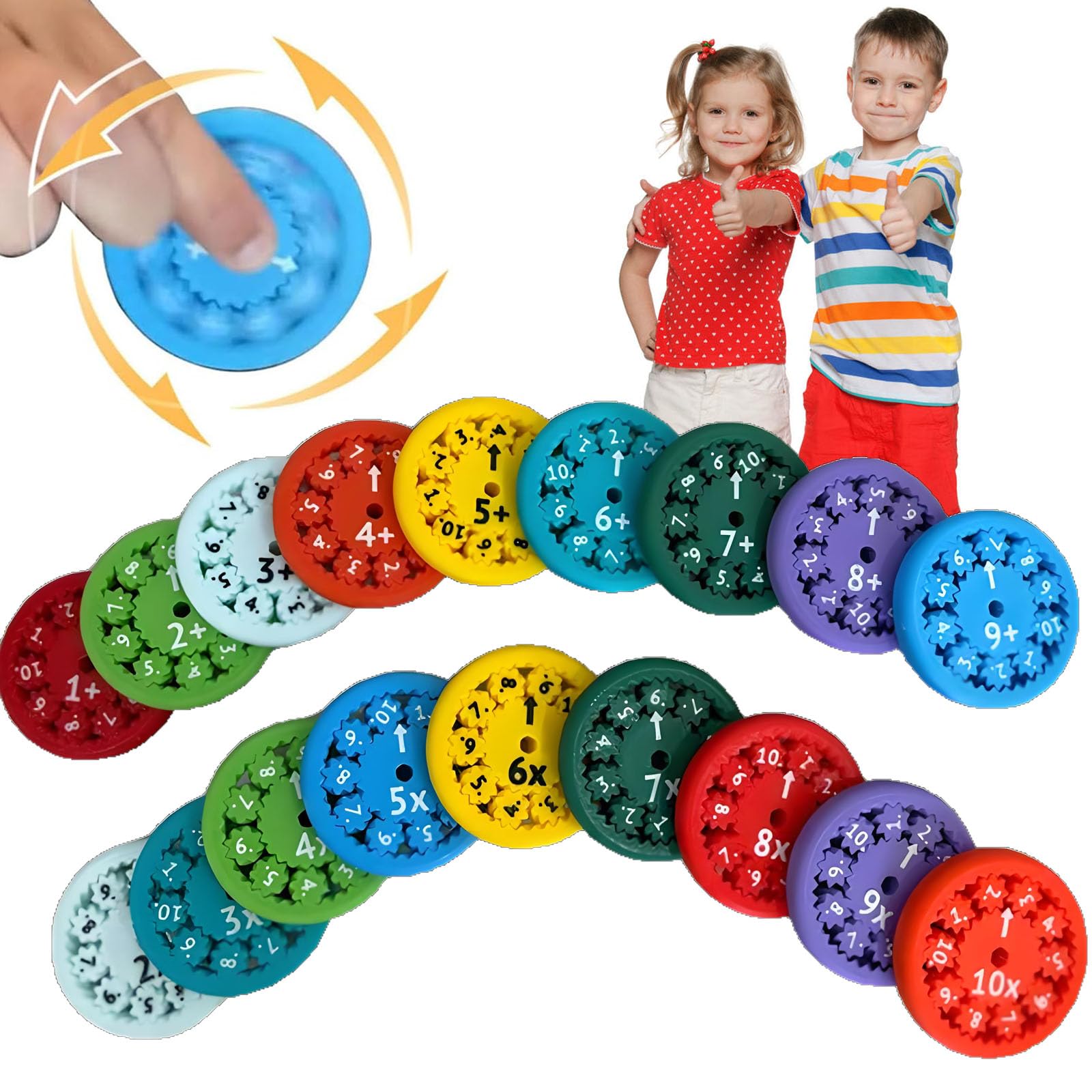 Math Fidget Spinner, Math Fact Fidget Spinners Dice for Kid, Addition and Subtraction, Multiplication and Division Math Game Toy (18pcs)