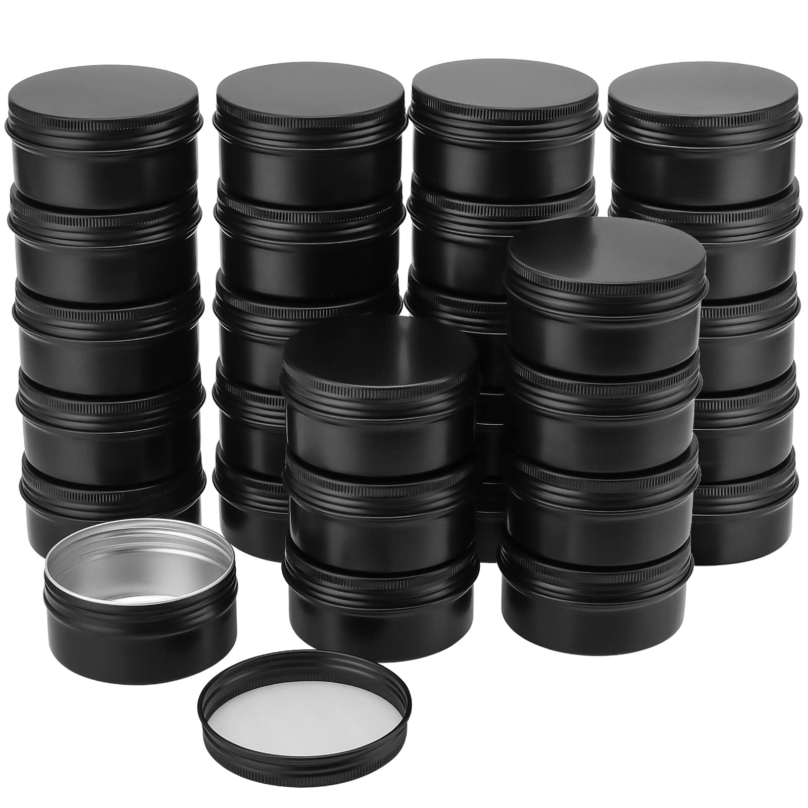 Petites boîtes rondes en aluminium noir mat de qualité supérieure pour cosmétiques et bougies
