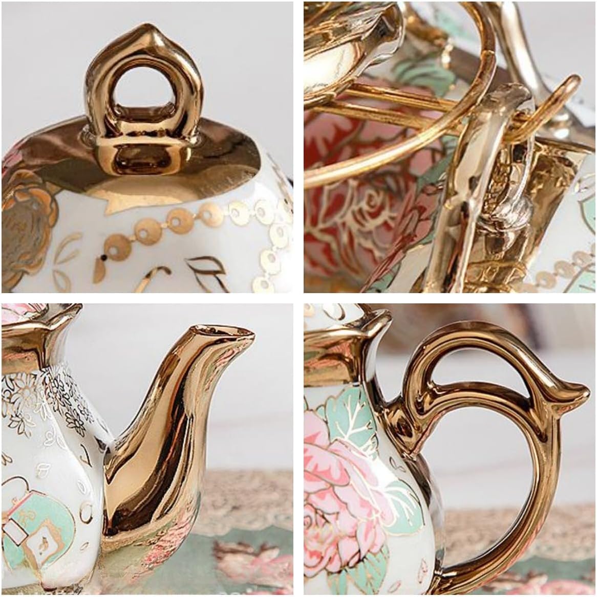 Tirczil セラミック製 ティーセット コーヒーセット 英国風スタイル アフタヌーンティー用 耐熱 保温機能付き ギフトにも適し