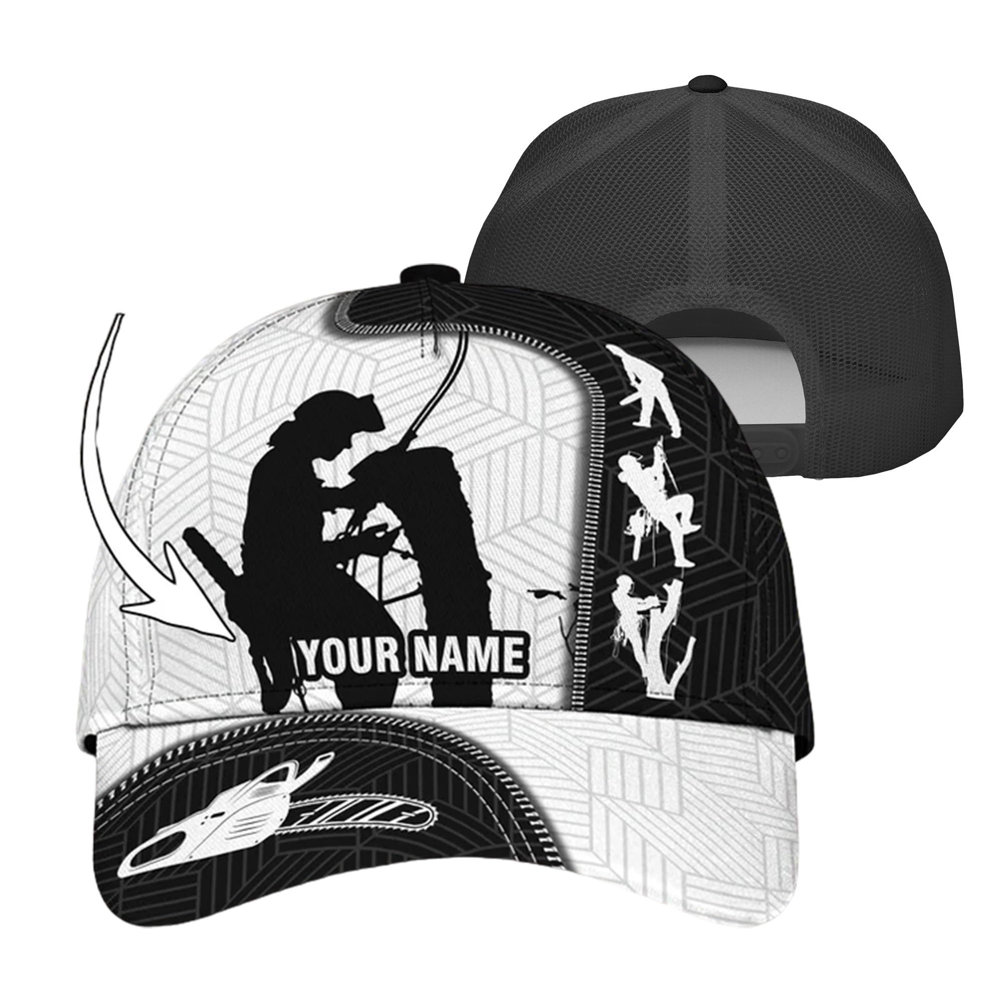 Printed Arborist and Chainsaw Trucker Hat with Mesh Back Summer Tree Surgeon Netback Cap Accessories for Man Guy Him