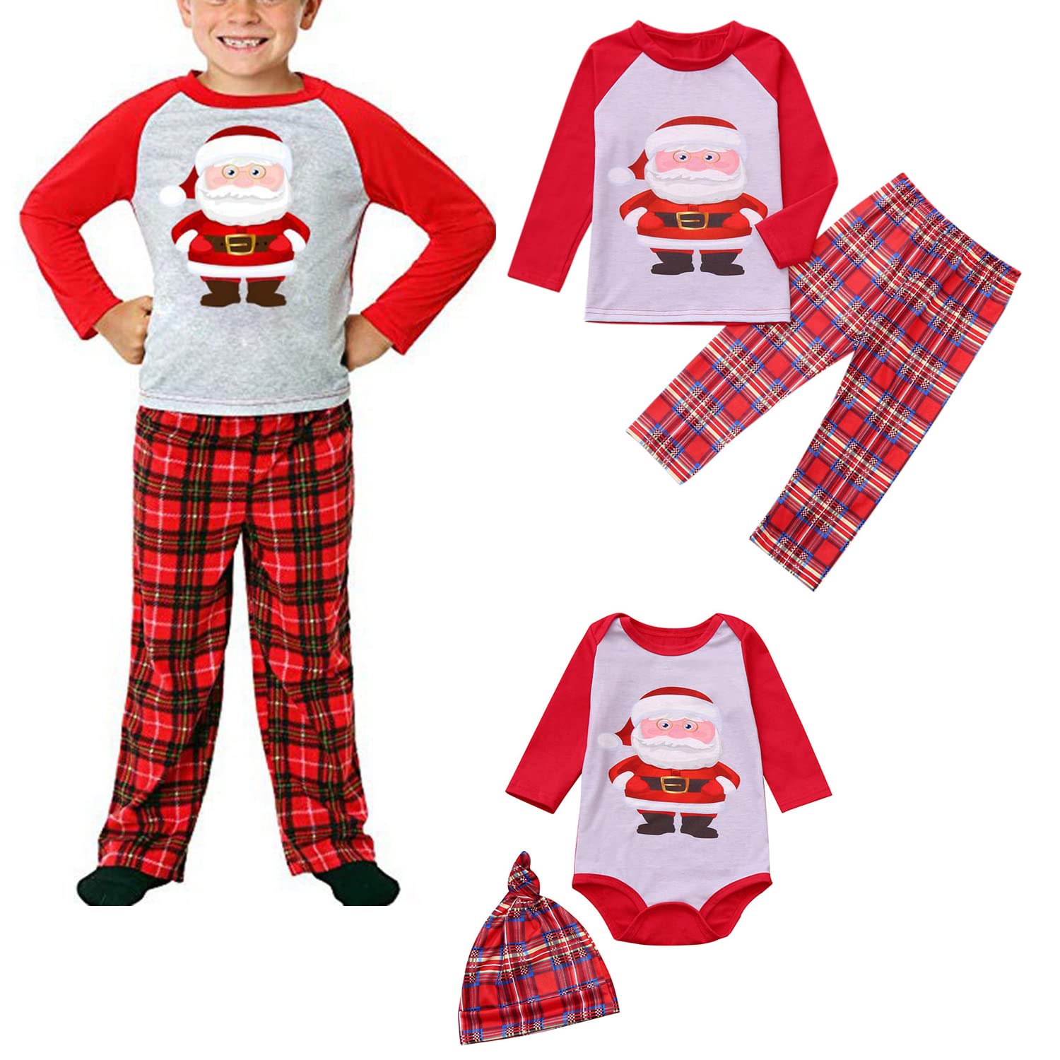 SAMGU Pigiama Famiglia Natale Set Pigiama di Capodanno Indumenti da Notte Abiti Natalizi Tuta per papà Mamma Bambini