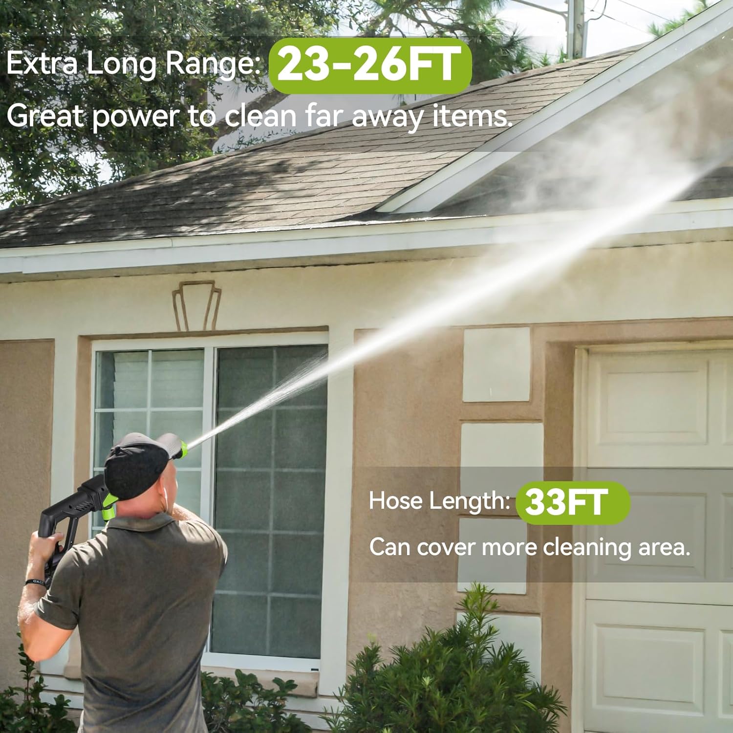Portable Cordless Pressure Washer, 990PSI Cordless Power Washer, Battery Powered Washer, 6-in-1 Nozzle & 33FT Hose Portable Pressure Washer, Handheld Car Washer for Car, Patio, Fence, Garden