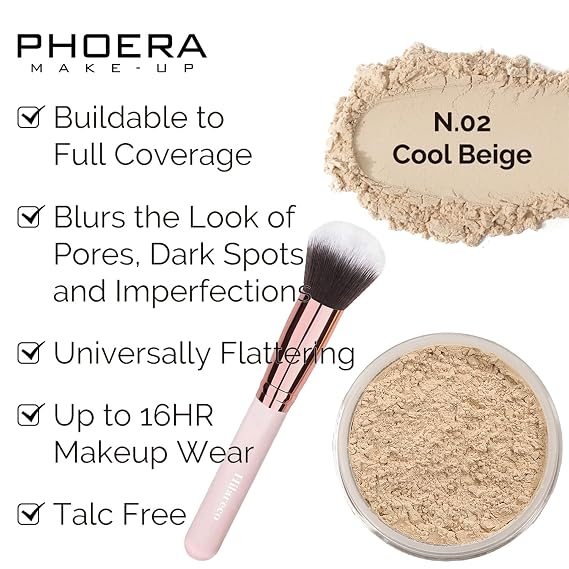 PHOERA Foundation,PHOERA Makeup Foundation Full Coverage,PHOERA Primer, PHOERA Powder, PHOERA Concealer, Kabuki Brushes Makeup Foundation Brush Powder Brush Concealer Brush (101- Porcelain)
