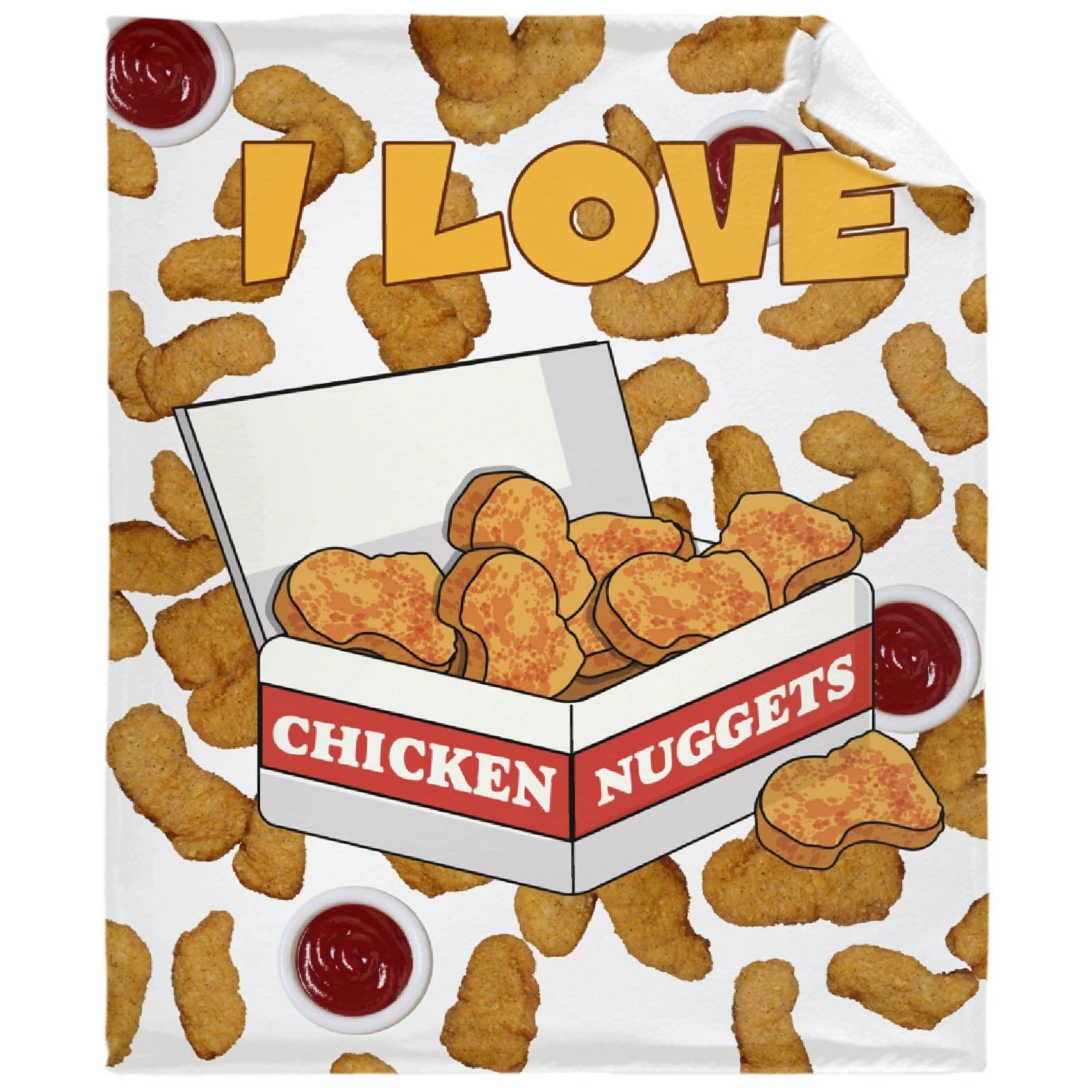 NGGBBDYGB Love Chicken Nuggets Ulta Soft Fleece Flannel Blankets Birthday Halloween Throw Blanket Bedding Outdoor Cover for Picnic Couch Large 80"x60"（Queen） Adults