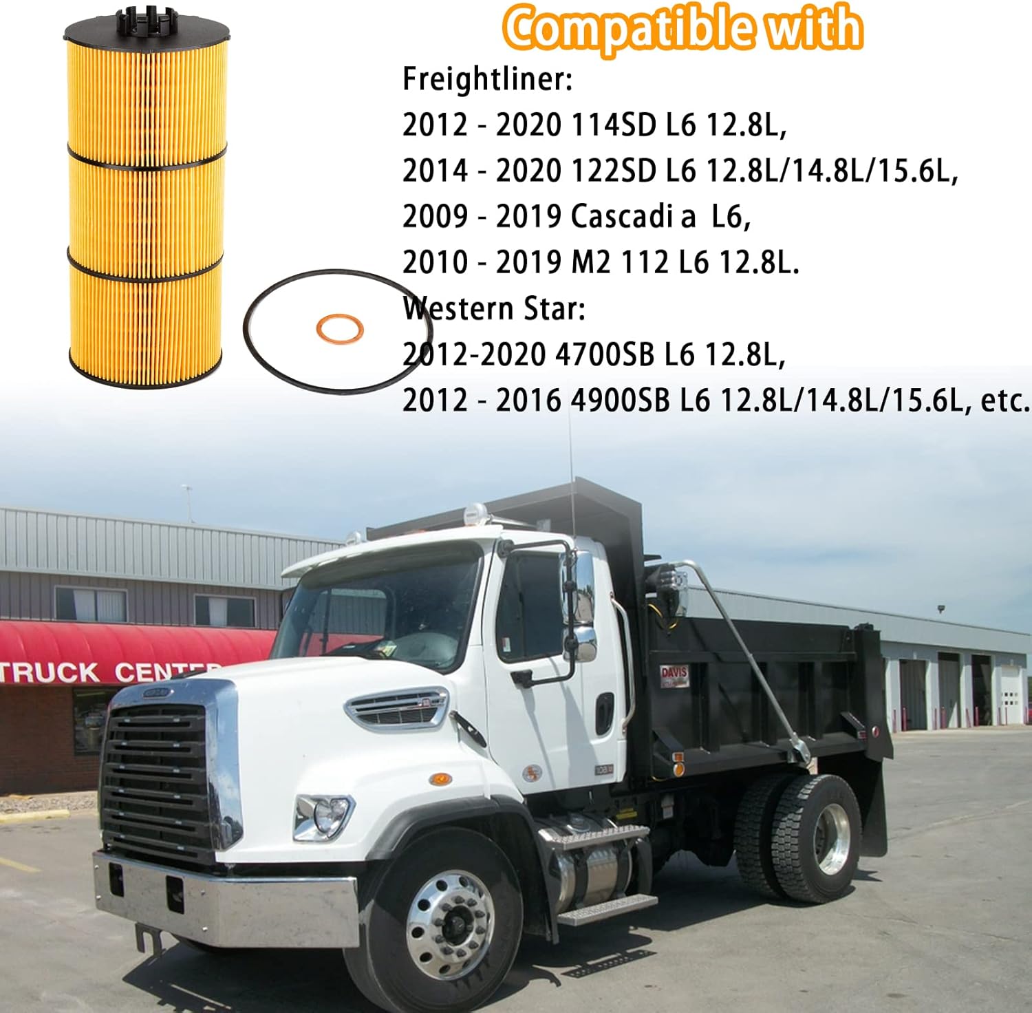 P551005 Oil/Lube Filter Compatible with 2012-2020 Freightliner Trucks & Buses 114SD 122SD 2012-2020 Western Star Trucks 4700SB 2009-2017 4900FA Replaces A4721800109 LF17511 P7505(set of 6)