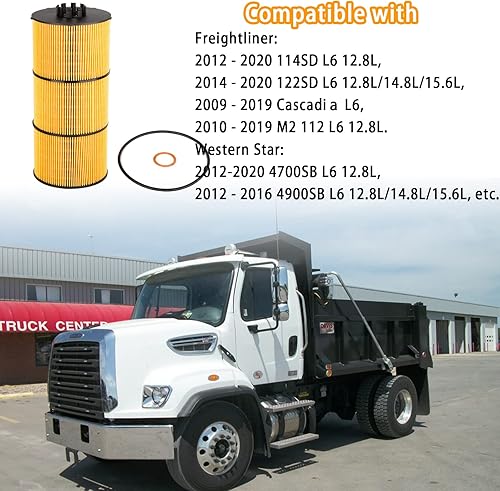 Miniatura 2 de GETOPAUTO P551005 Filtro de aceitelubricante compatible con camiones y autobuses Freightliner 2012-2020 114SD 122SD 2012-2020 Western Star Trucks