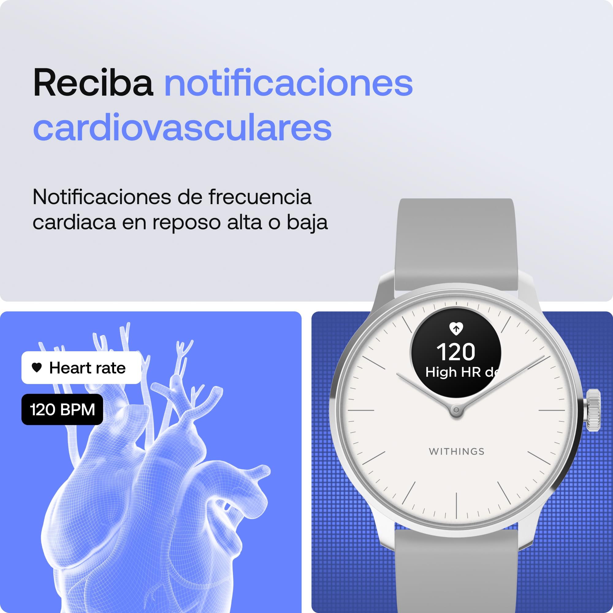 Withings ScanWatch Light - Reloj Inteligente híbrido, monitoreo cardíaco 24/7, Seguimiento de Actividad, Seguimiento de Ciclo, monitoreo del sueño, GPS Conectado, duración de la batería de 30 días
