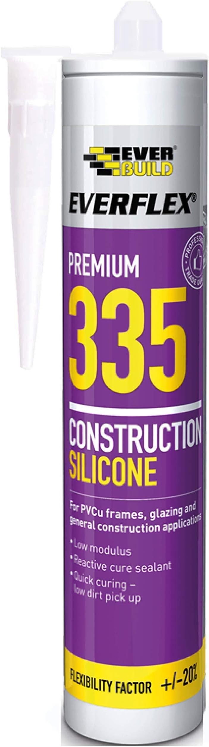 Everbuild Everflex 335 Premium Construction Silicone Sealant – Low modulus Sealant – Quick Curing – Anti-Mould – Bronze – 295ml