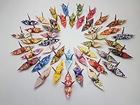 Origamipolly 100 Handmade Origami Paper Cranes - Washi Chiyogami Paper, Mixed Japanese Patterns, 3x3 Inch for Weddings & Decor