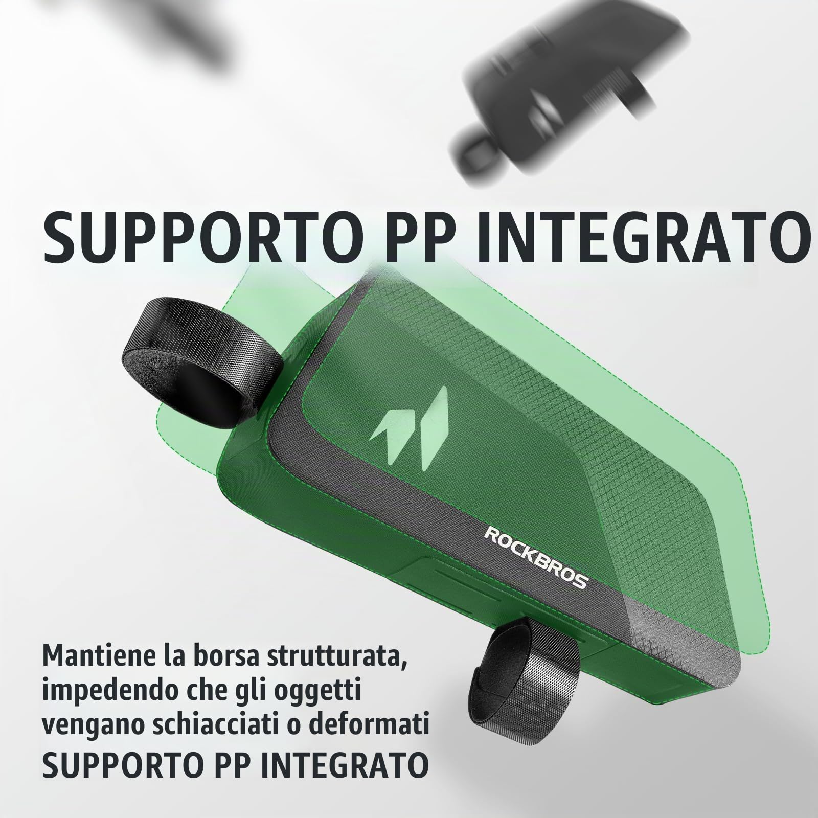 ROCKBROS Borsa Telaio Bici 100% Impermeabile 1L, Design Ergonomico | Sgancio Rapido, Mantiene la Forma, con Logo Riflettente, Borsello Tubo Superiore per MTB, Bici da Corsa, Gravel