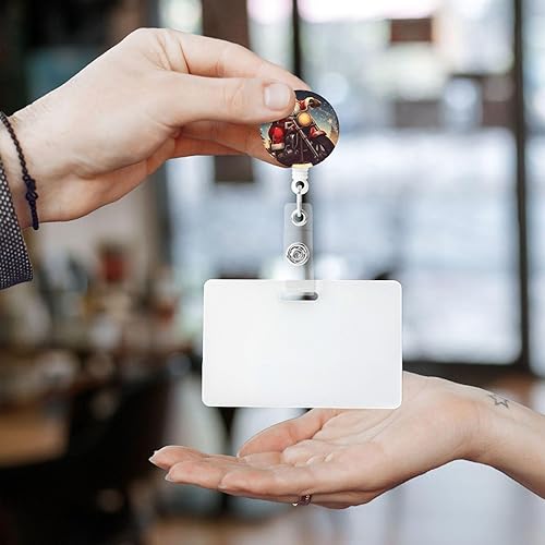 Miniatura 5 de LZQPOEAS Carretes retráctiles con clip giratorio, soporte para tarjeta de identificación de motociclista de Santa Claus para enfermera, clip con