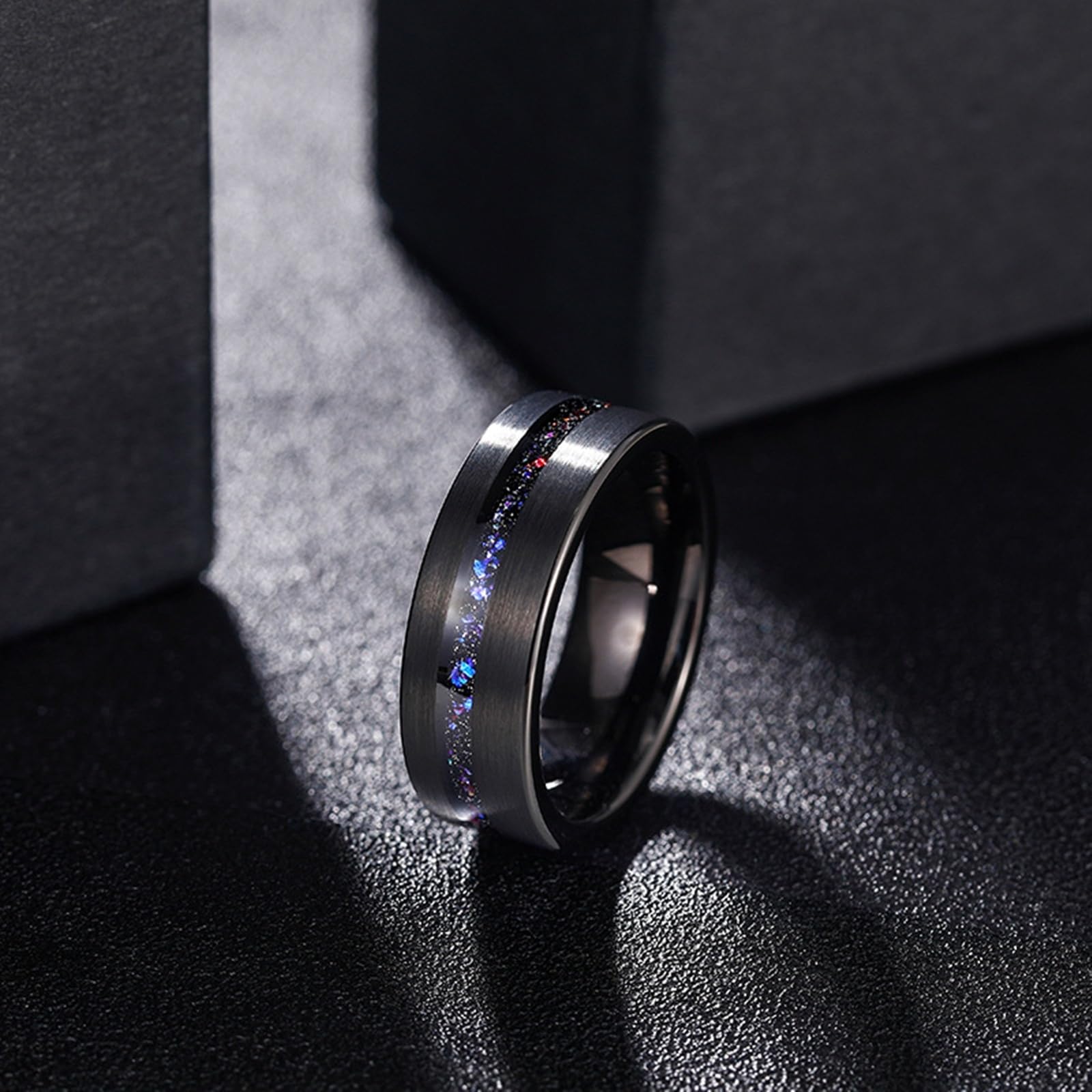 Anillos de Tungsteno para Hombre 8 mm, Anillo Grabado Personalizado 14 a 30