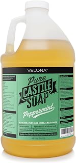 velona Pure Castile Soap - 64 fl oz, Peppermint Essential Oil | Pure Castile Soap with Peppermint Essential Oil for Face, Hair & Body