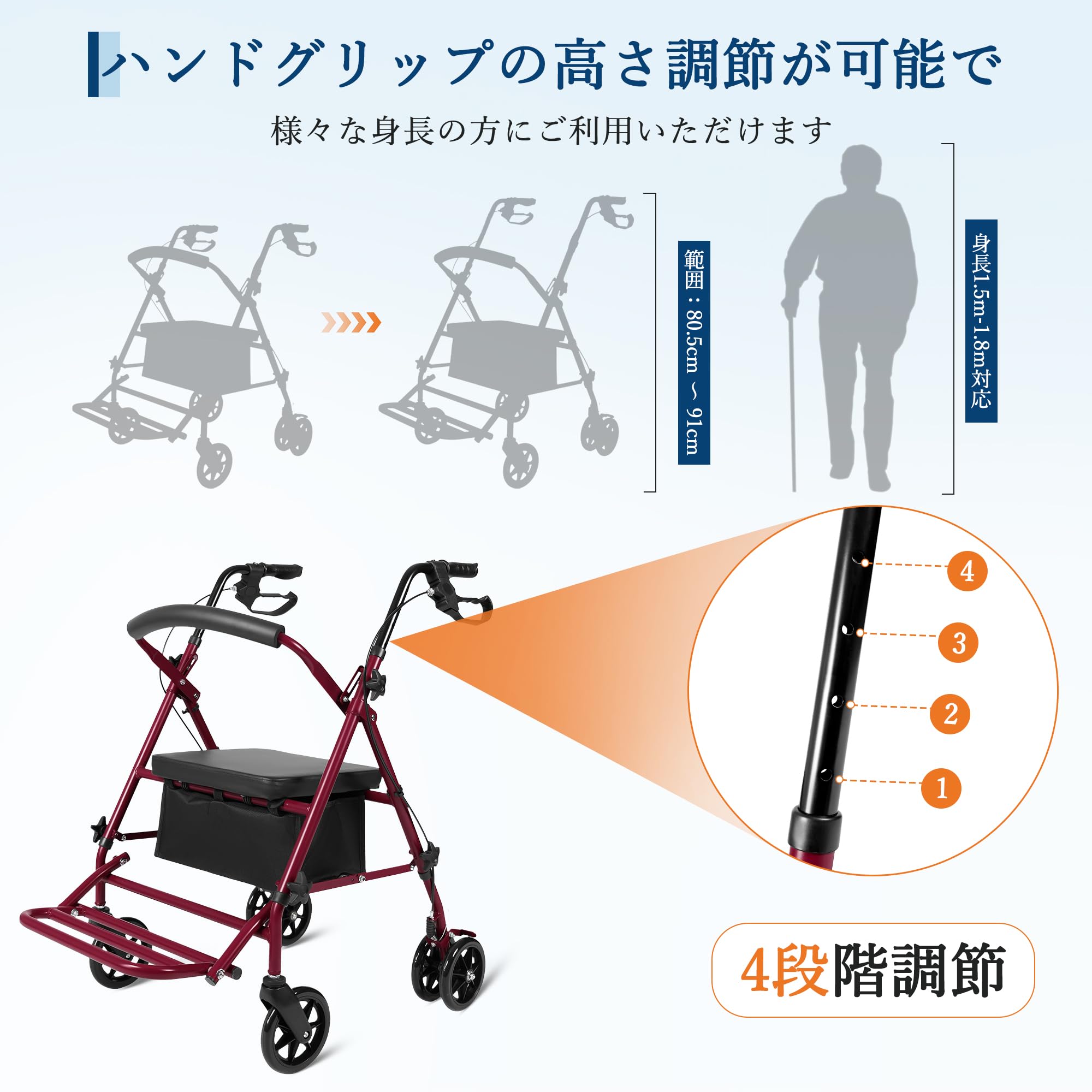 Amazon | ガービー(Garvee) 歩行器 耐荷重136kg 4段階高さ調節能