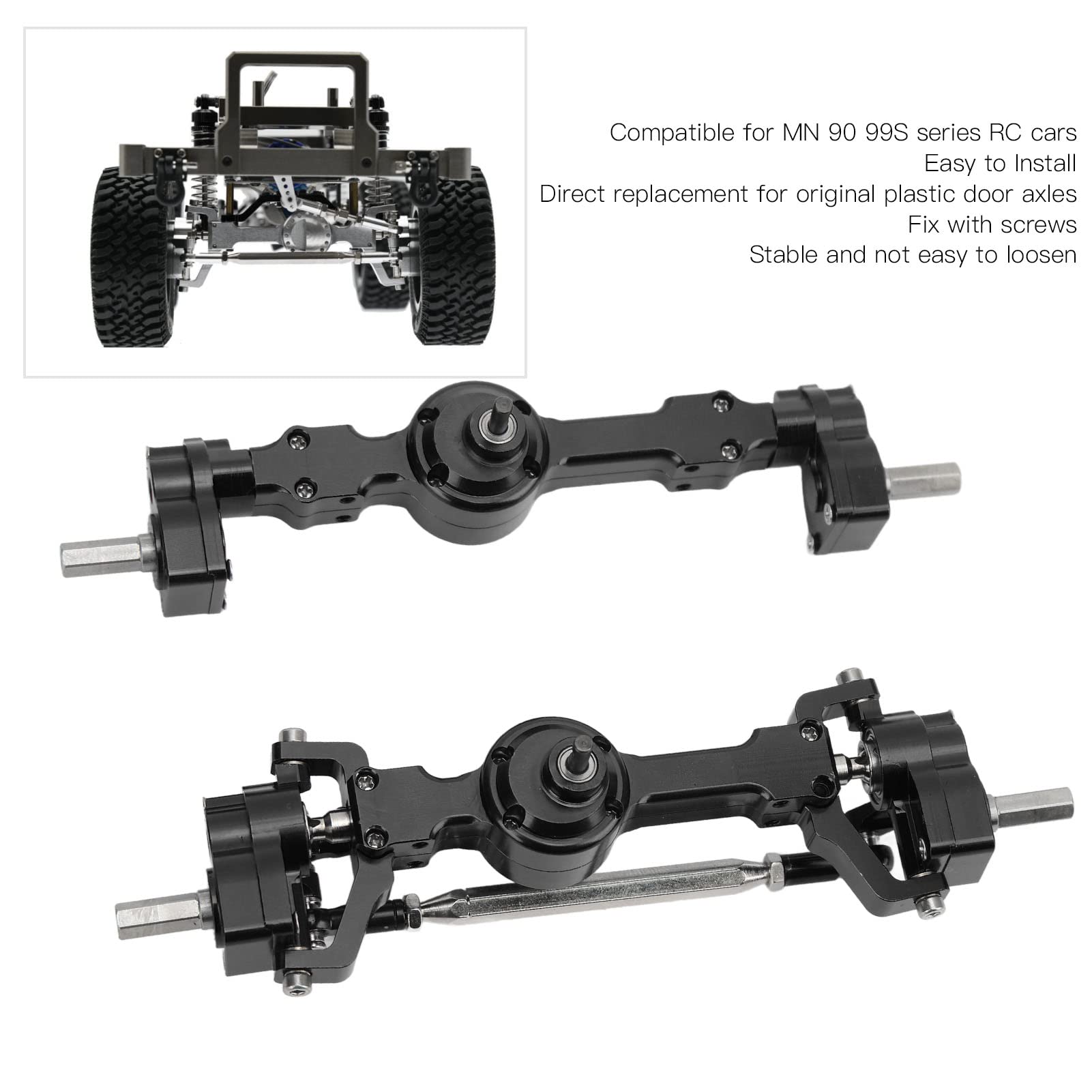 Aluminiowa Oś RC Kompatybilna z MN 90 99S (BLACK)