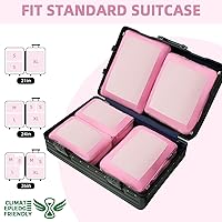 Vista 190 de BAGAIL 4 juegos/6 juegos/8 cubos de compresión para embalaje, accesorios de viaje, organizadores de embalaje expandibles (malla cuadrada, 06-beige)