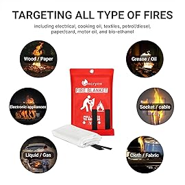 2025 Emergency Fire Blanket, 8 Pack Fire Extinguisher Blanket, Fire Suppression Fabric Flame Retardant Towel Fire Safety Cloth for Home, Kitchen, School, Grill, Car, Office, Warehouse(40 x 40)