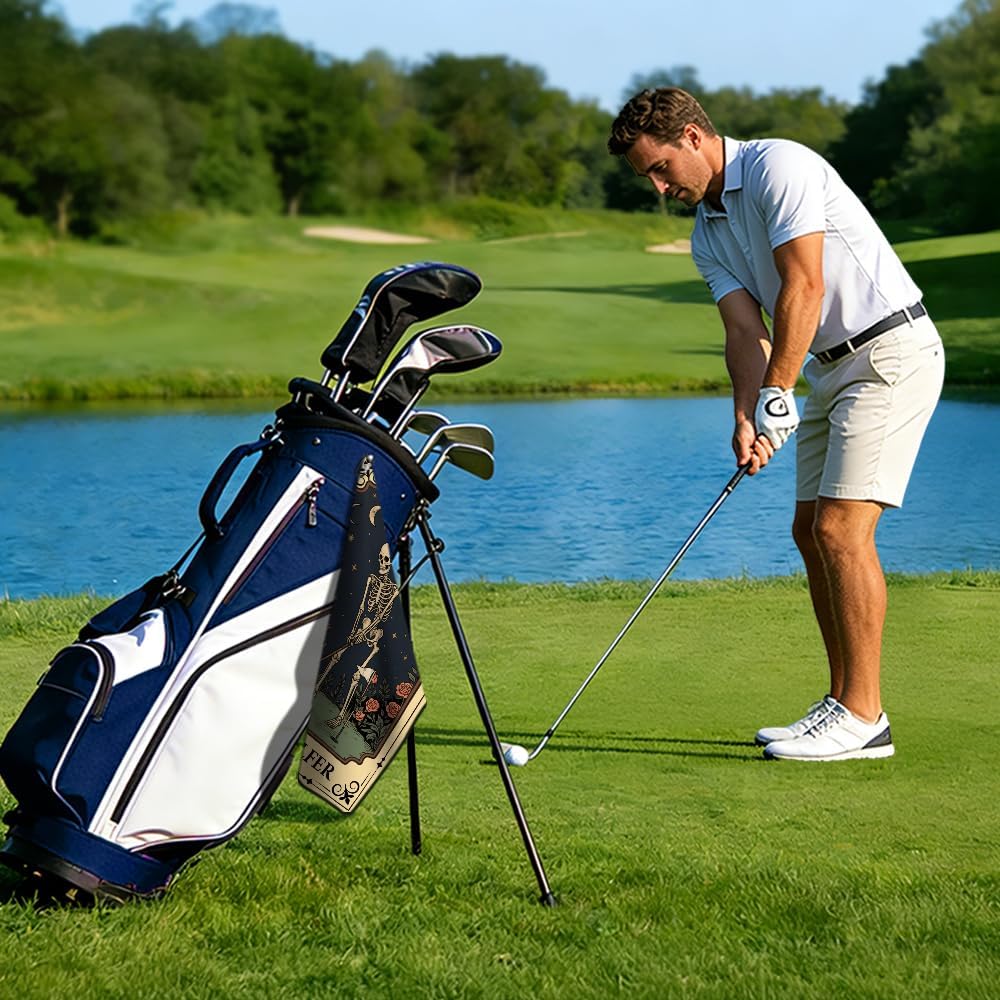 The Golfer Golf Towel with Clip, Retro Skeleton Golf Bag Accessories image 4