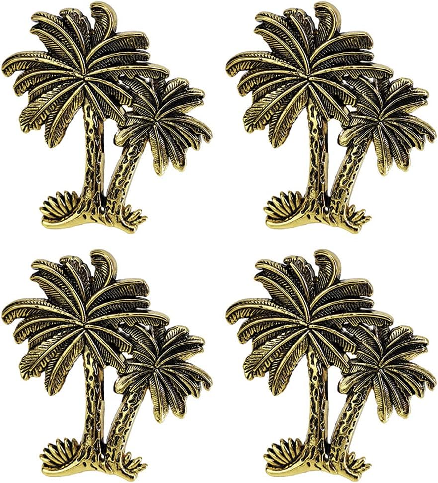 Palm Tree Cabinet Knobs Zinc Alloy Single Hole for Kitchen Cabinet Drawer Dresser Wardrobe Handles Coconut Tree Beach Ocean Theme Home Kitchen Decorative Hardware Accessories 4 Pieces (Green)