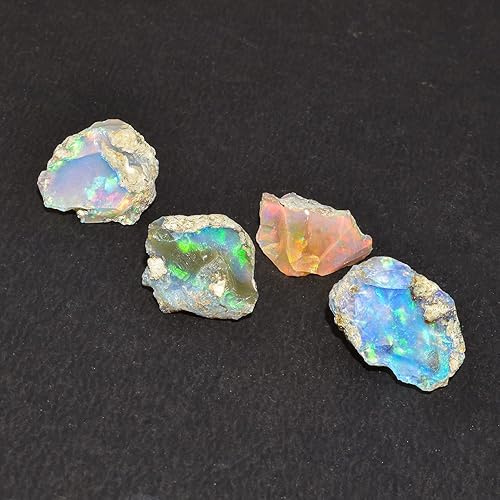 Miniatura 3 de InfinityGemsArt 4pcs Raw Ethiopian Fire Opal Loose Wholesale Bulk Stones, Birthstone, Natural Rough Gemstones, DIY & Jewelry Making Supply, Chakra