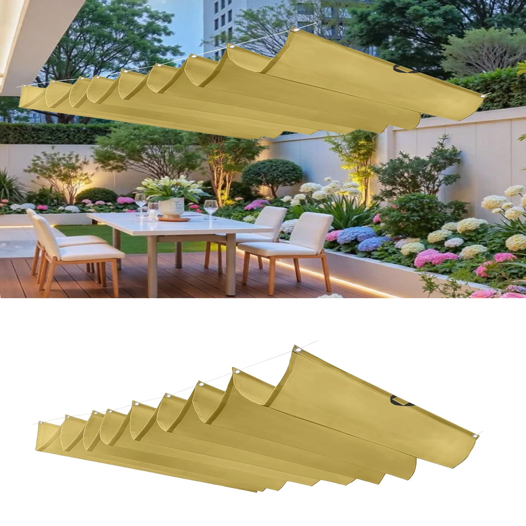 Voile d'ombrage rétractable 80x300 cm crème étanche pour pergola et balcon