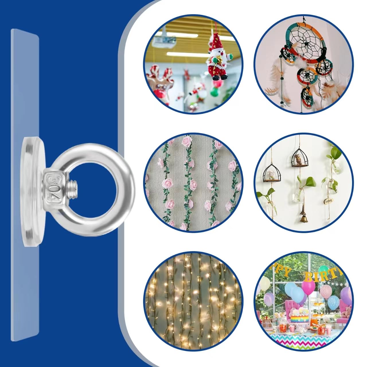 Crochets De Plafond Adhésifs Sans Perçage - Support Jusqu'à 3 Kg Pour Décorations, Carillons, Lampes - 12