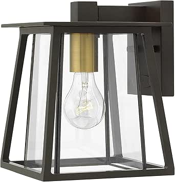 Hinkley Walker Wall Mount Lantern, Buckeye Bronze, 120V, Add Security to Porches, Patios, Exteriors Spaces with Ultra- Durable Outdoor Lighting, 1-100w Med. Bulb Required, 2106KZ