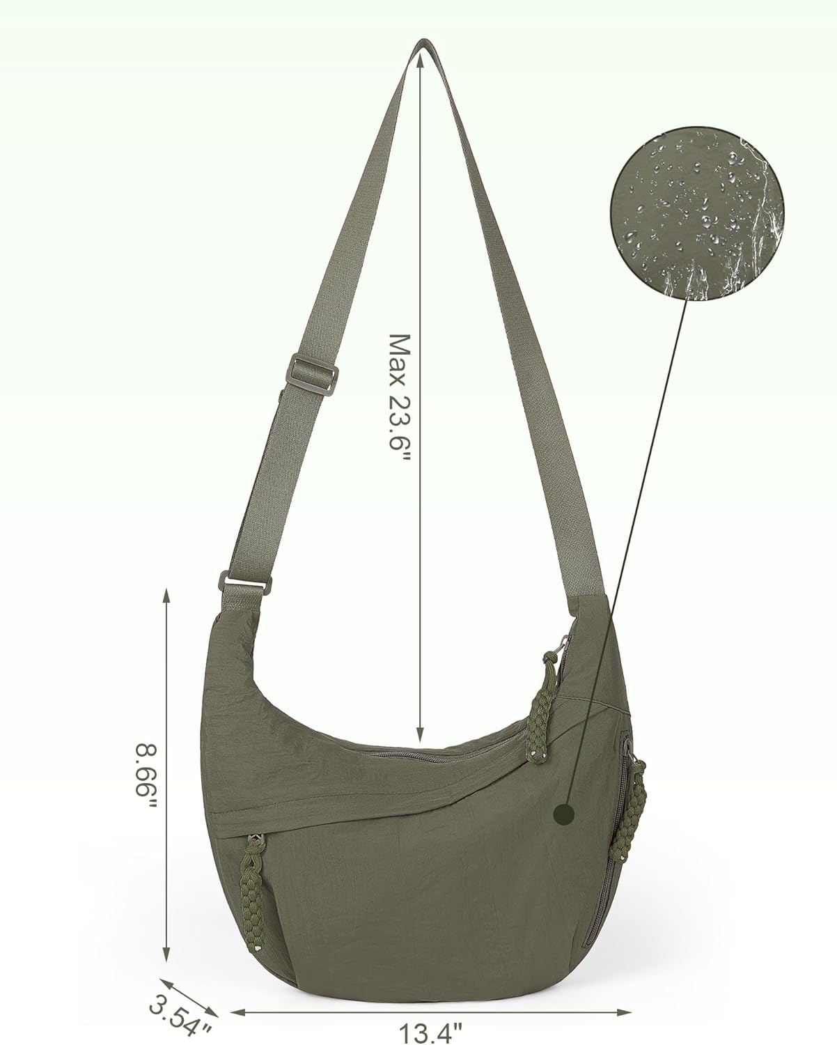 Lushandy Nylon Crescent Crossbody Bags for Women, Medium Slouchy Hobo Crossbody Bag Checkered Purse Luna Bag for Travel | Multi-pocket, Lightweight, Waterproof - Image 6