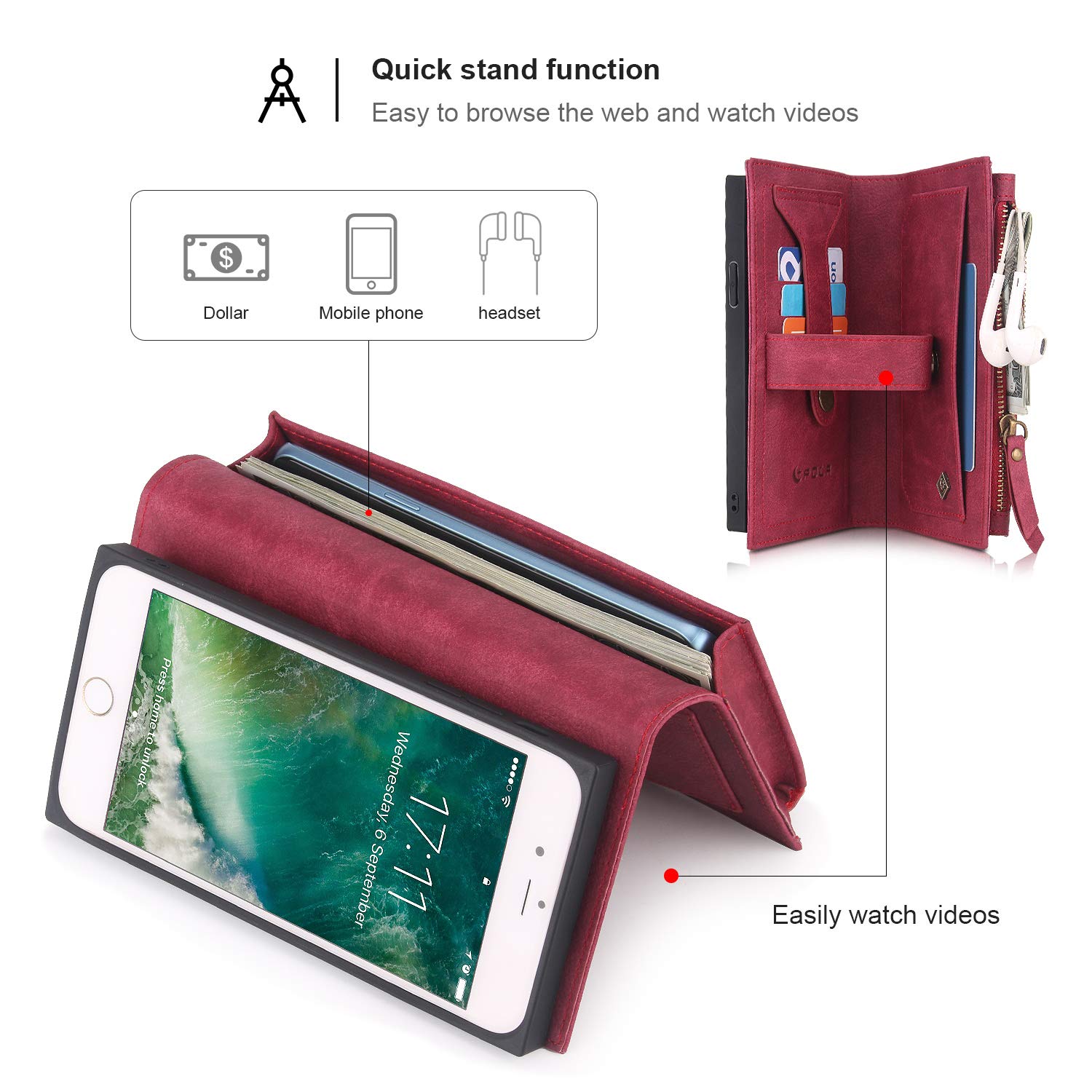 nincyee Flip Case for iPhone 8 Plus and iPhone 7 Plus,Multi