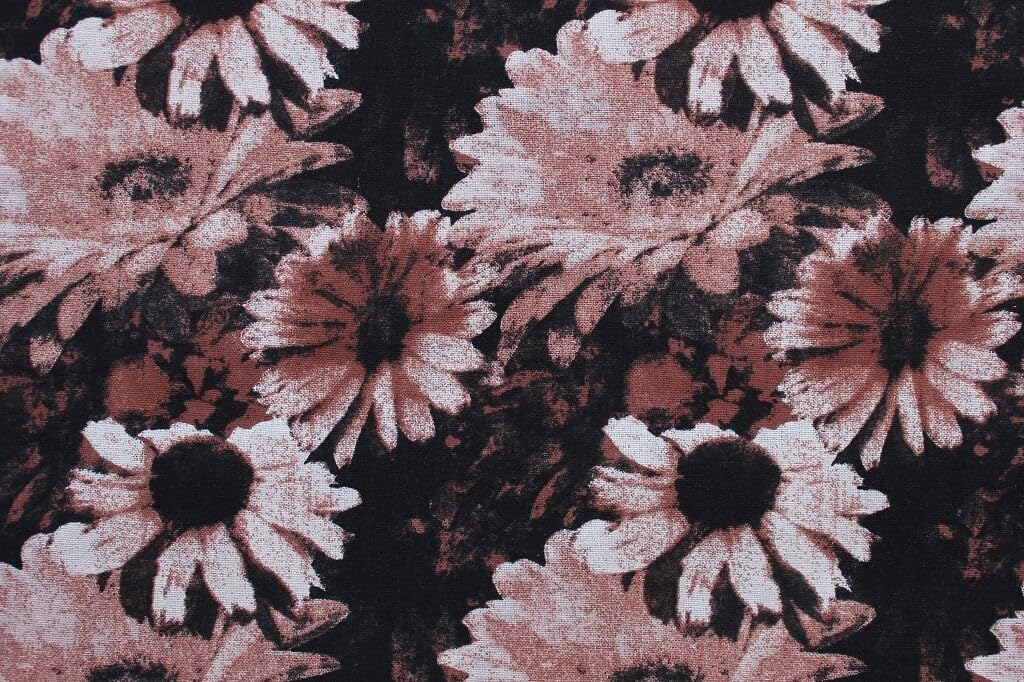 3-Yards Natural Linen Floral Fabric | Linen Fabric by The Yard for Clothing |Floral Fabric by The Yard |100% Linen Fabric Linen cloth for Sewing, Crafts, Tablecloths, Curtains, Drapes|Des.2 Brown