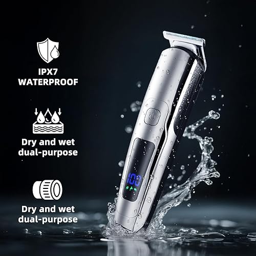 Miniatura 6 de Cortadora de barba para hombres, 20 ajustes de longitud, maquinilla de afeitar eléctrica impermeable para hombres, recortadora de pelo, recortadora