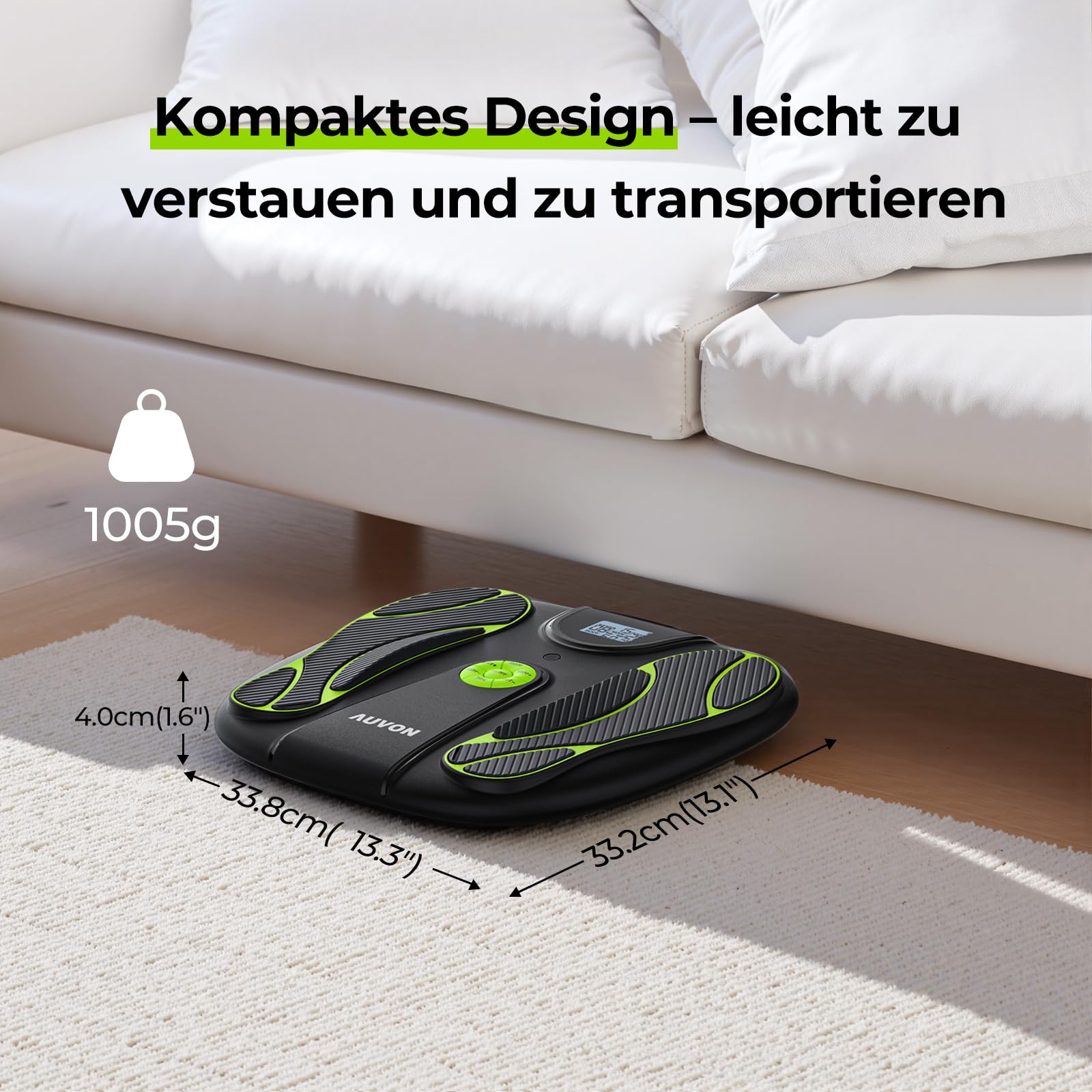 AUVON Fussmassagegerät & Durchblutungs-Stimulator für Fuß- & Beinschmerzen | TENS-Gerät mit 15 Modi & 50 Intensitätsstufen für medikamentenfreie Schmerzlinderung, EMS-Muskelstimulator mit 8 TENS-Pads