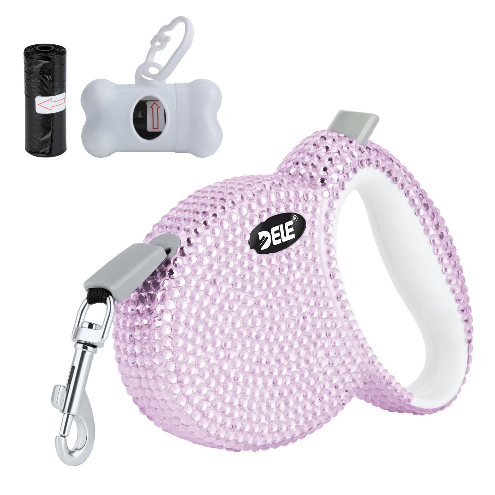 eing Laisse rétractable pour chien avec poignée antidérapante, bande en nylon solide, anti-enchevêtrement à 360°, convient aux chiens de petite et moyenne taille, distributeur de sacs à déchets