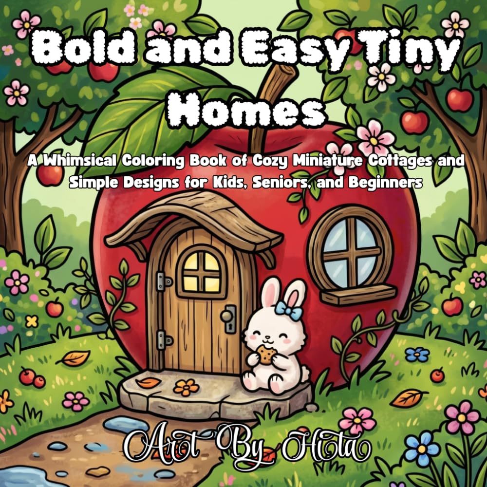 Bold and Easy Tiny Homes: A Whimsical Coloring Book of Cozy Miniature Cottages and Simple Designs for Kids, Seniors, and Beginners
