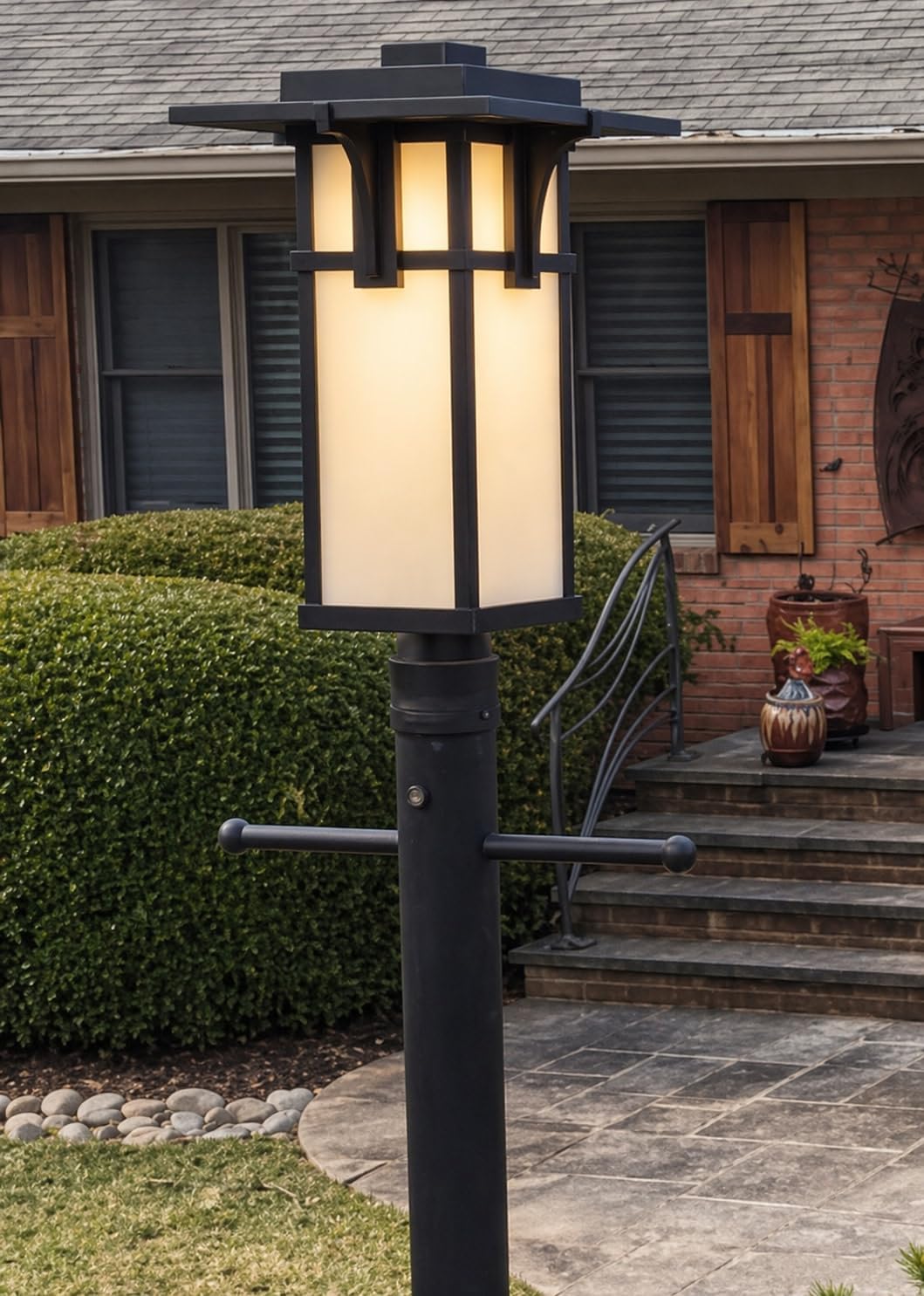 Hinkley Manhattan Single Light 21.5" Outdoor Post Mount Outdoor Lantern – Etched Seedy Glass, Classic, Aluminum, Entrance, Driveway, Pier Mount Compatible, Post Sold Separately – Oil Rubbed Bronze