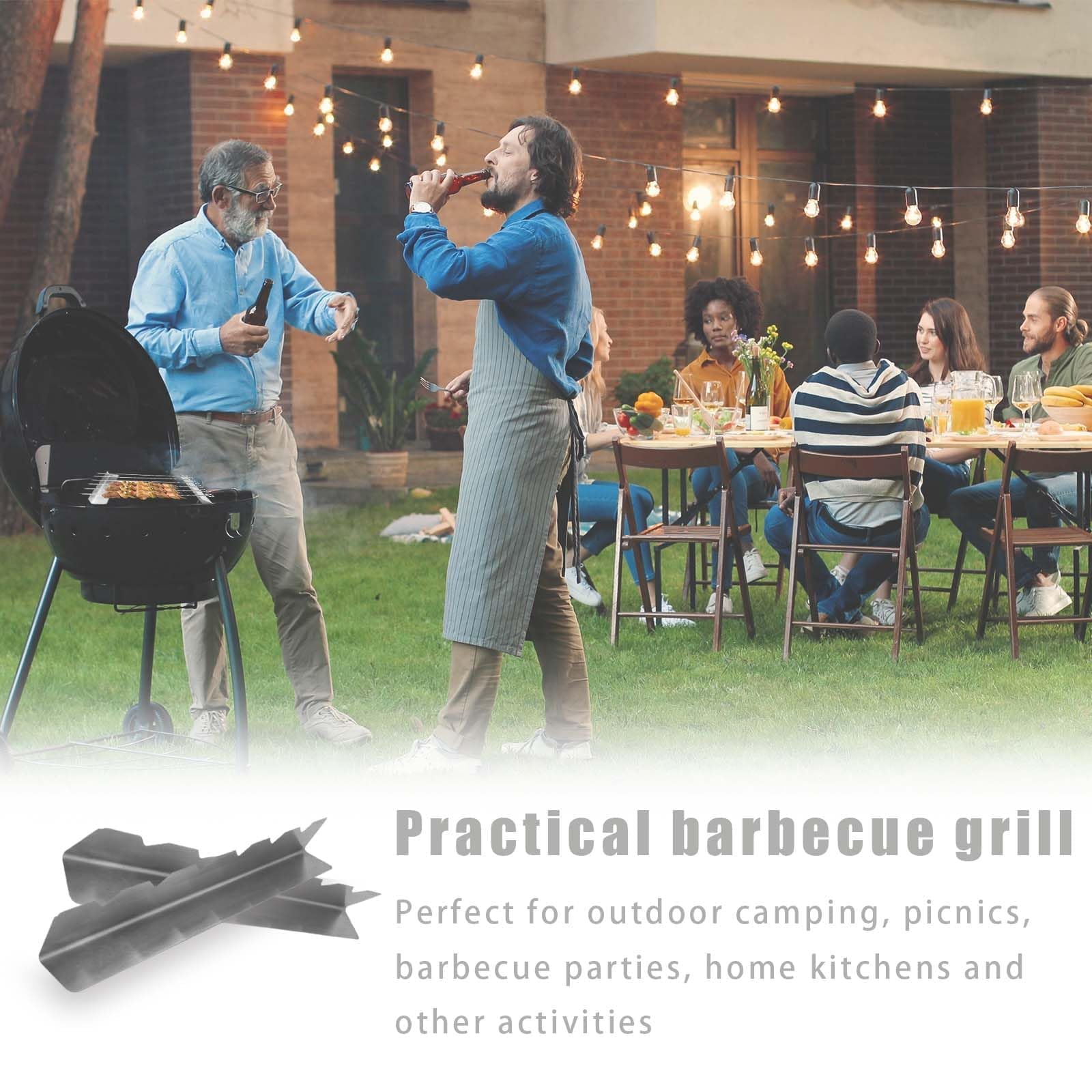 Lot De 4 Supports Brochettes Barbecue Inox – Porte-Brochettes Acier Inoxydable 30 Cm – 6 Rainures Réglables – Accessoire BBQ Gaz Charbon Camping