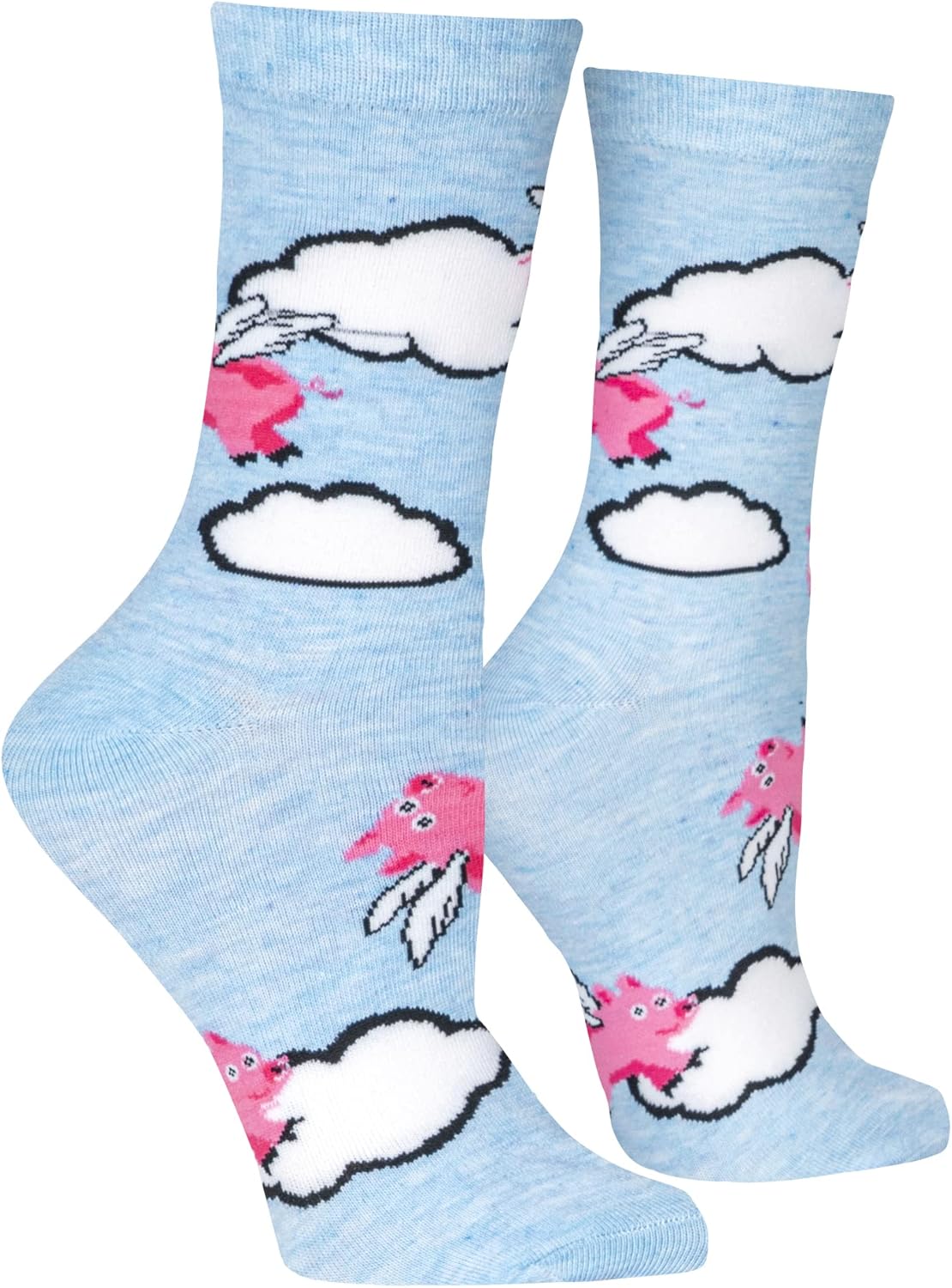 Crazy Socks Pigs Fly Fun Print Novelty Crew Socks for Women - Image 3