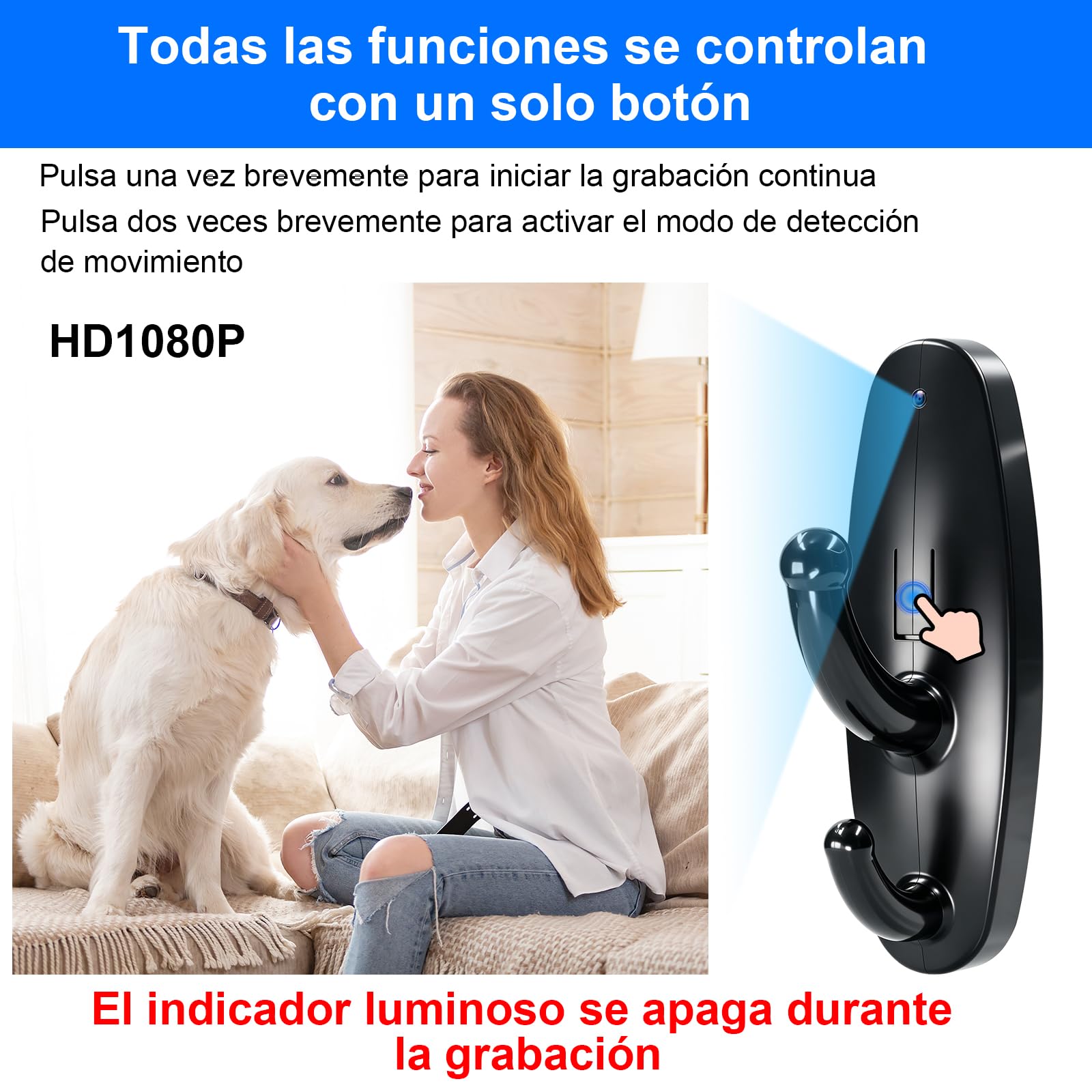 Cámara Espía HD 1080P, Micro Cámara Oculta sin WiFi Interior, Movimiento, Grabación en Bucle 120 Minutos para Uso Interno