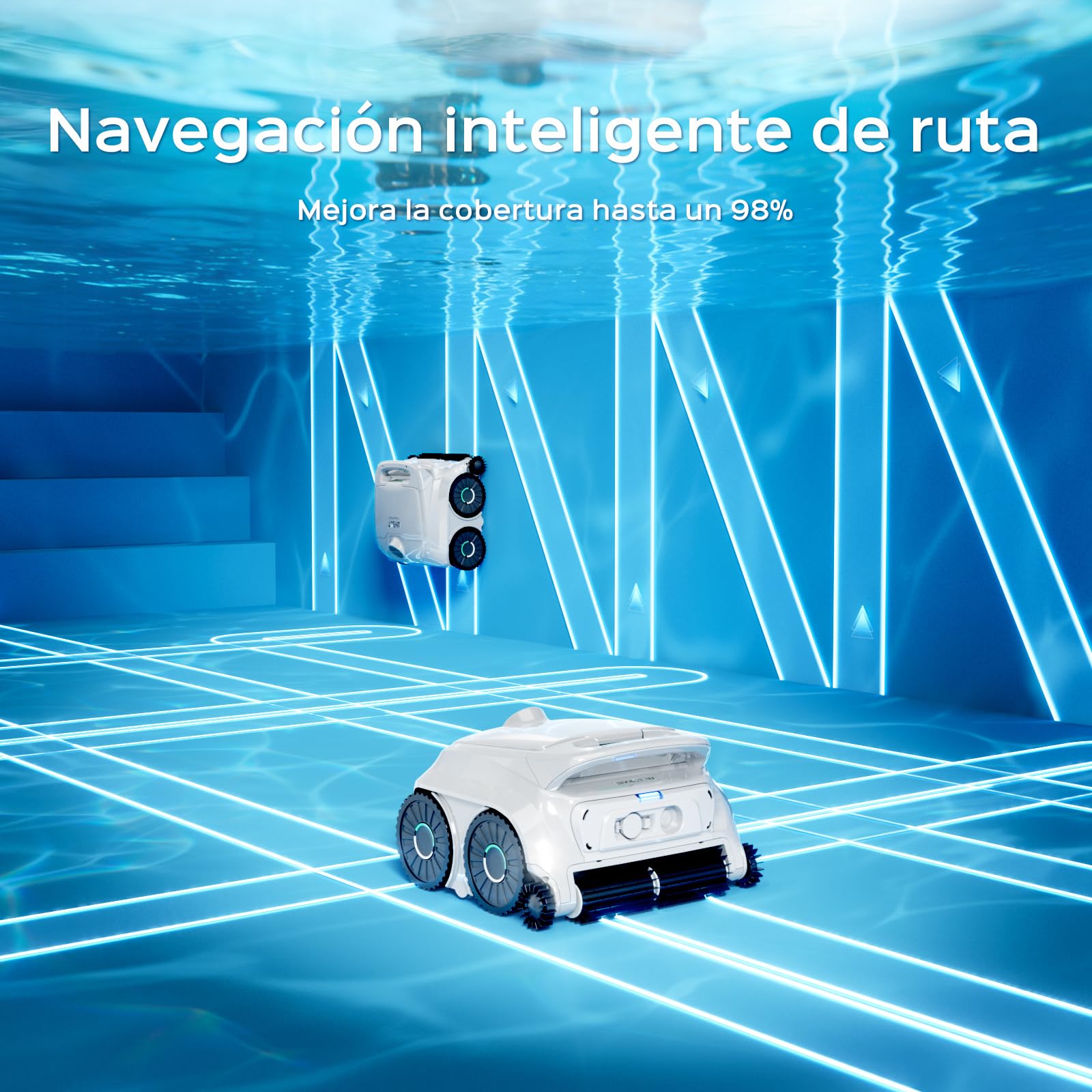 WYBOT B1 Robot de Piscina inalámbrico para Piscinas pequeñas, Robot de Limpieza Inteligente Ligero con Control de aplicación, Cubierta de Pared y Suelo, Dos cepillos Laterales, hasta 100 Minutos de — view 4