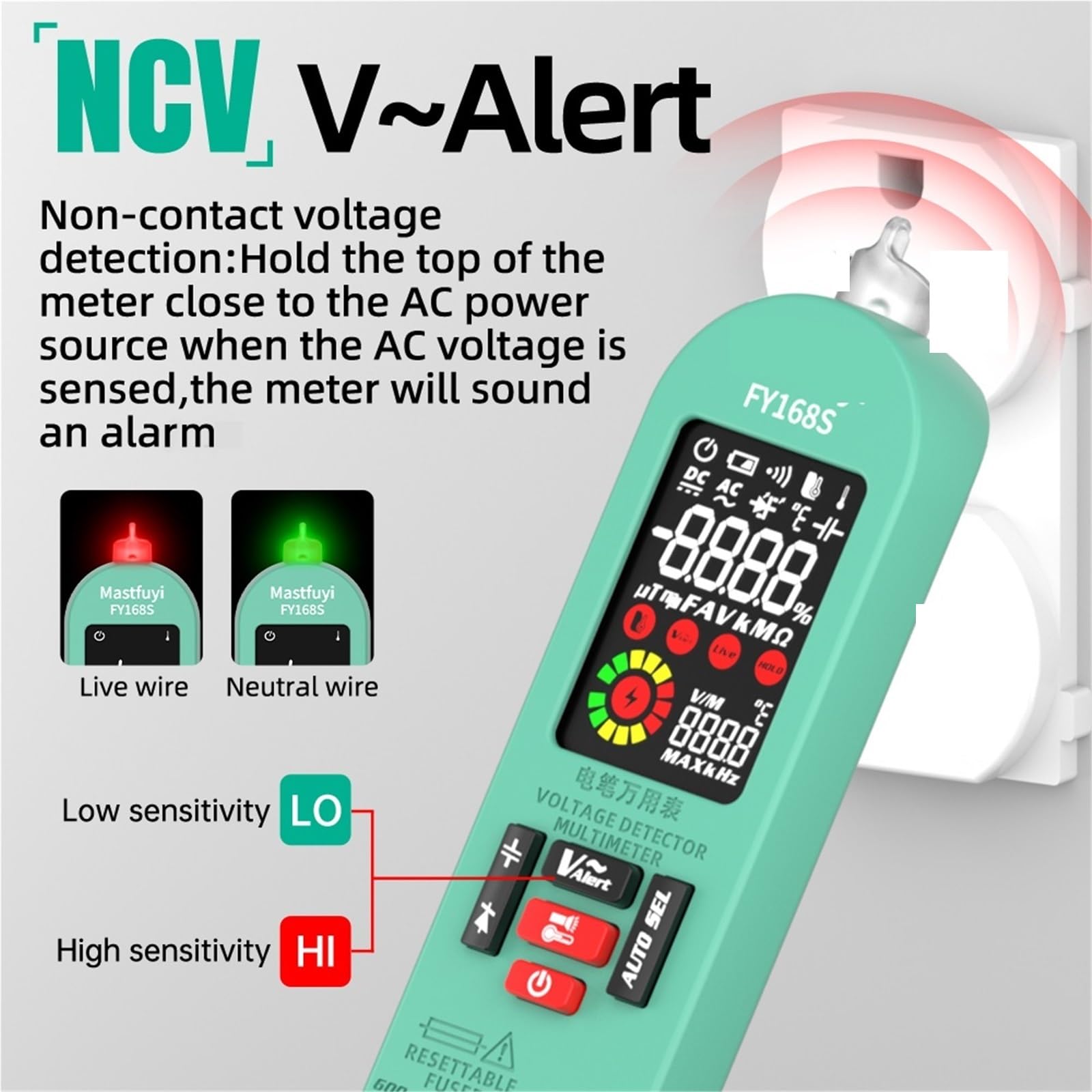 Multimetr, Inteligentny cyfrowy multimetr akumulatorowy elektroniczny tester AC DC bezstykowy NCV automatyczny test łatwy w obsłudze