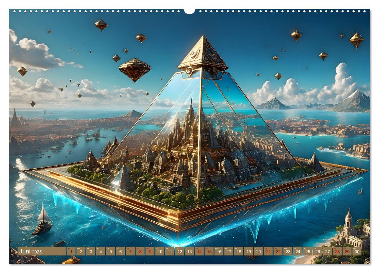 Steampunk Pyramidenwelt (Wandkalender 2025 DIN A2 quer), CALVENDO Monatskalender: Beeindruckende Bilder futuristischer Lebensräume und fantastischer ... in einer fiktiven Welt (CALVENDO Technologie)