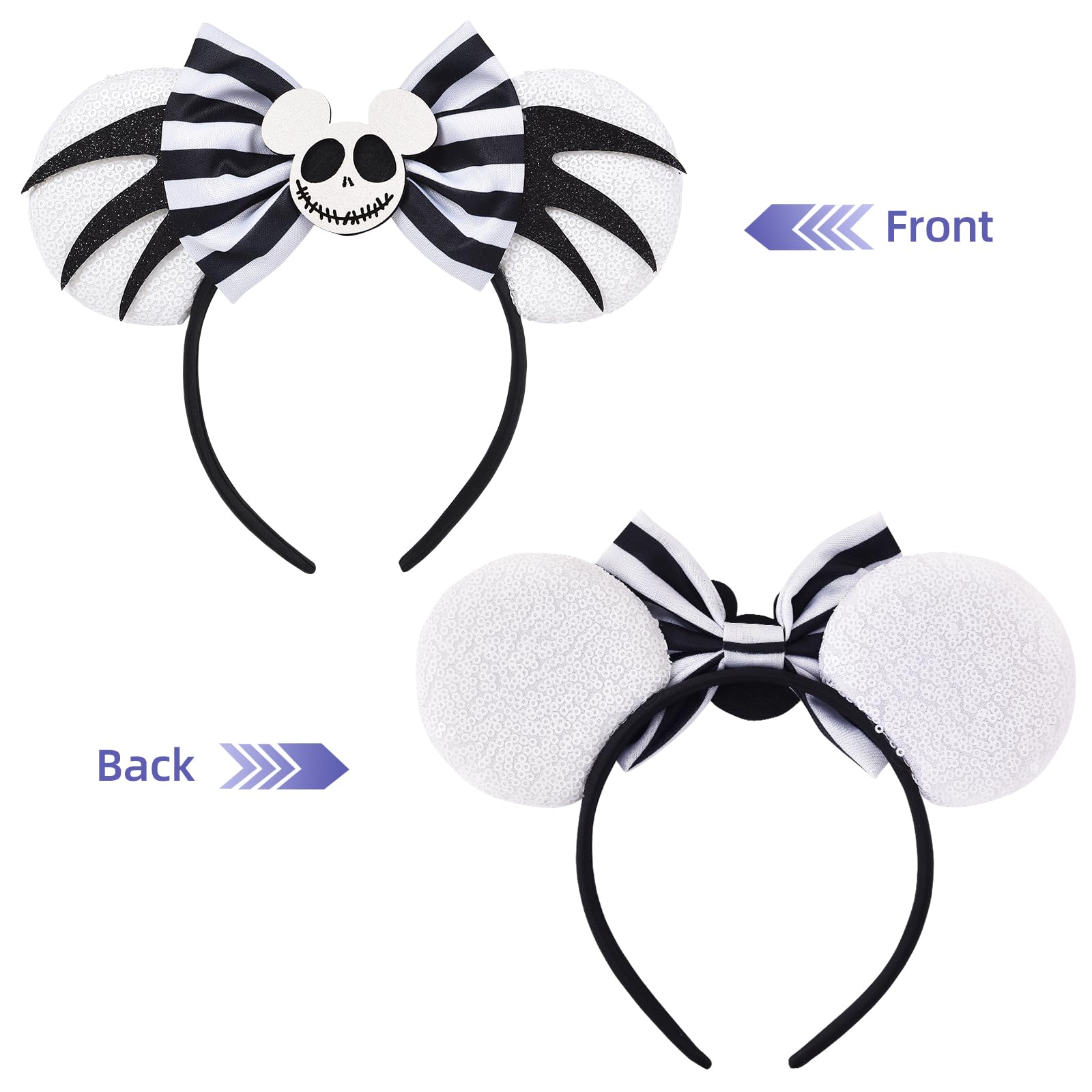 Women Christmas 4 Ghost plastic Anti-Slip Sequin Mickey Mouse Headband 2025 Disney Parks Halloween Ghost Mickey And Minnie Mouse  main image 4
