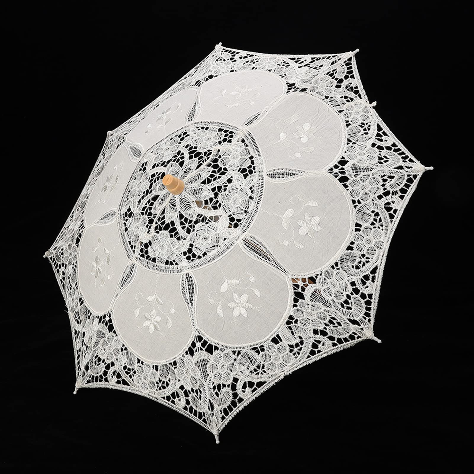 Ejoyous Koronkowy Parasol Vintage Ślubny, Haftowany, dla Panny Młodej, do Dekoracji, Rekwizytów do Zdjęć, Kostium Damski, Beżowy, L, Elegancki