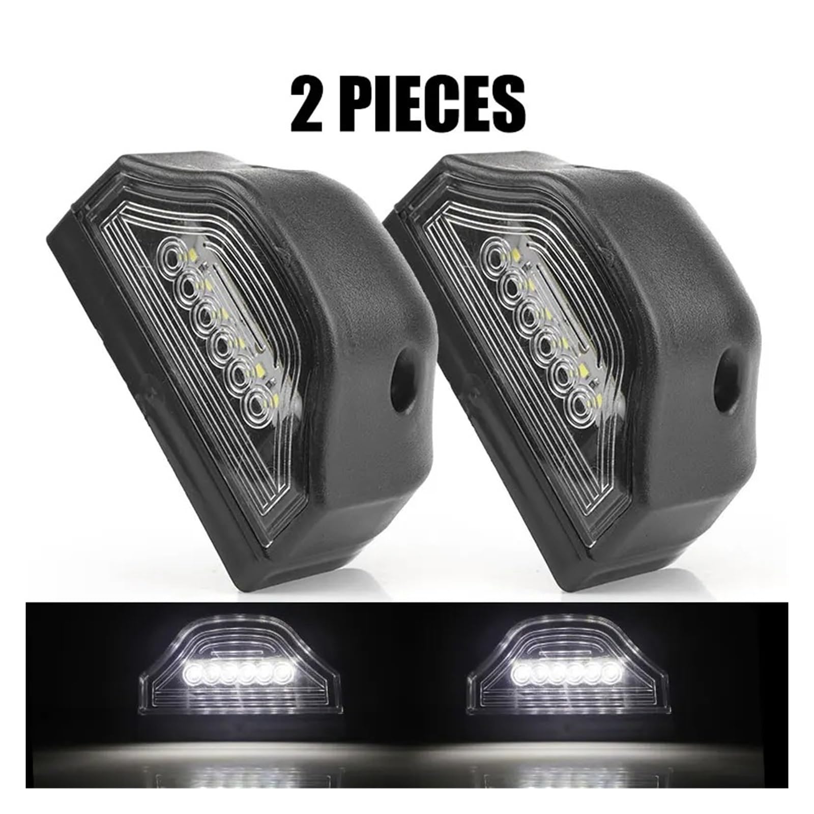Luce Targa Universale a 6 LED, Luce Posteriore Bianca, indicatore di direzione Laterale per Auto, Moto, Camion, rimorchio, Furgone.