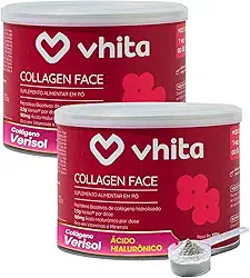 Vhita Colágeno Hidrolisado Verisol Com Ácido Hialuronico Em Pó Frutas Vermelhas 120gr - 2 Potes