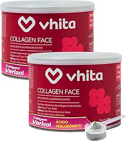 Vhita Colágeno Hidrolisado Verisol Com Ácido Hialuronico Em Pó Frutas Vermelhas 120gr - 2 Potes