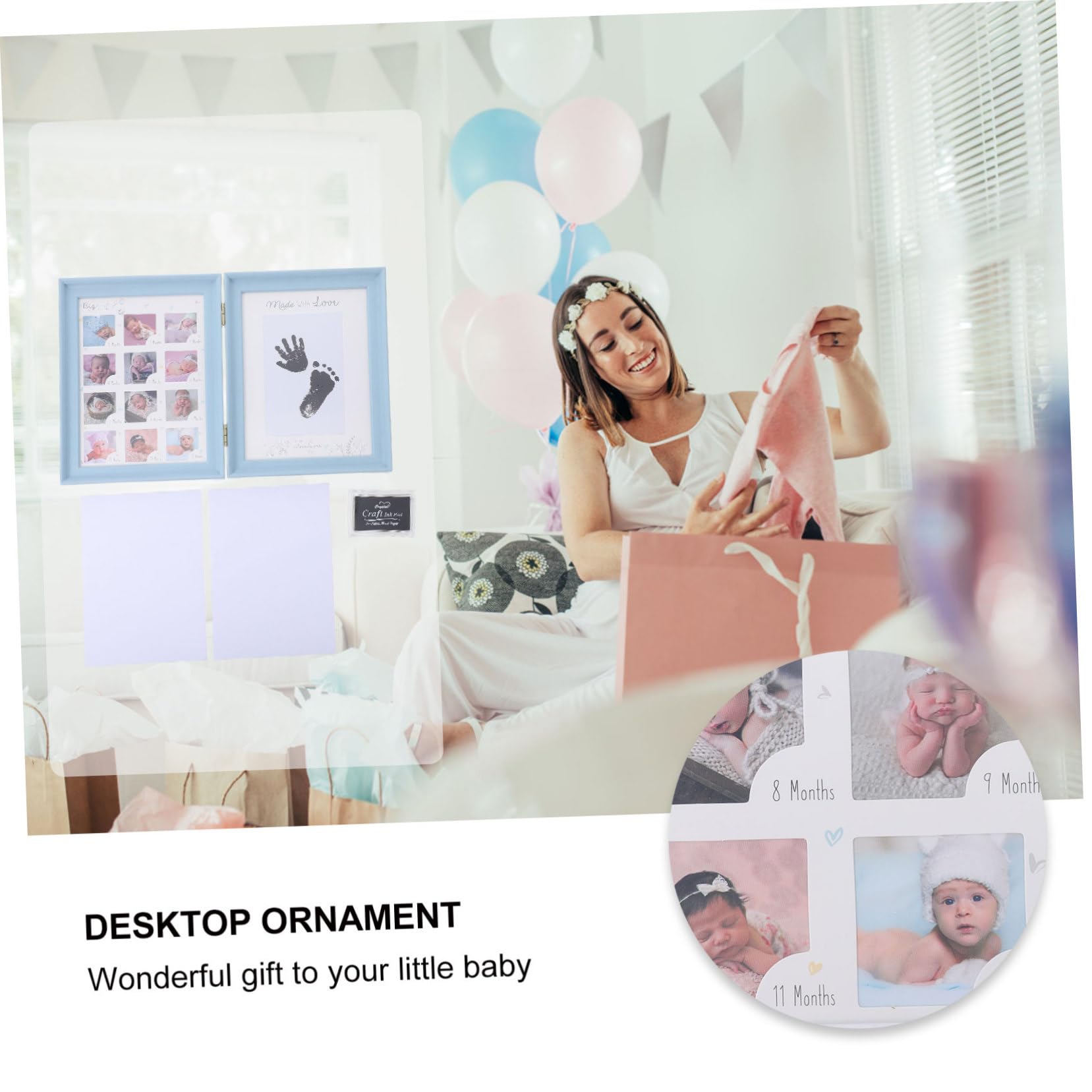 Beatifufu Baby Growth Record Hand and Foot Imprint Photo Frame Elegant Desktop Ornament Safe for Boys and Girls