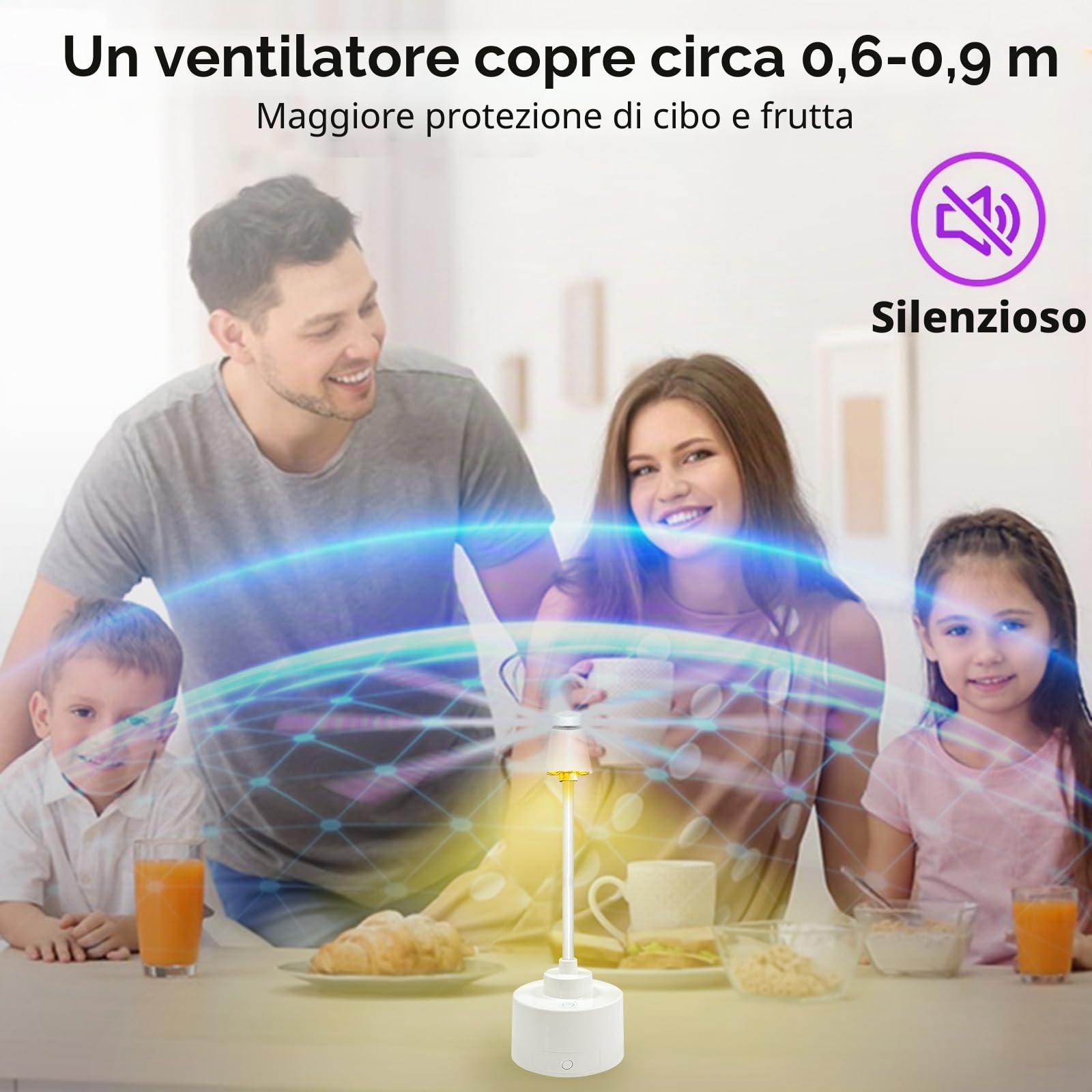 Ventilatore Repellente per Mosche, 4 Pezzi Telecomando per Trappola per Zanzare Con Collo d'Oca Pieghevole a 360° Luce Led Eliminazione Fisica Degli Insetti Con Gancio per Appendere per Feste Picnic