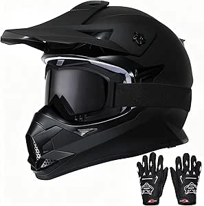Kids Dirt Bike Helmet Youth Motorcycle Full Face Helmet with Goggles and Gloves, DOT Approved