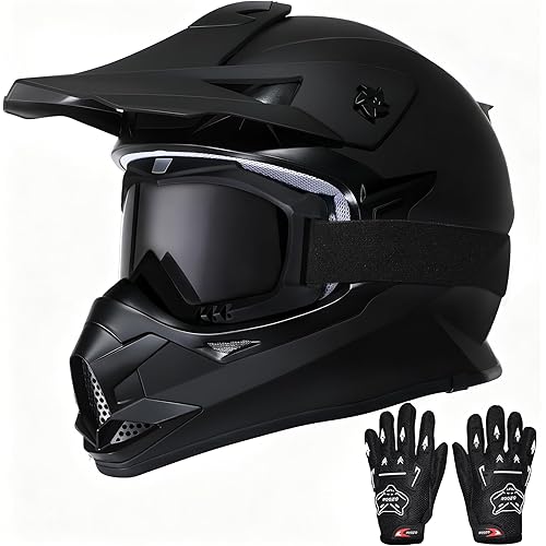Kids Dirt Bike Helmets Youth Motorcycle Helmet, Kids Motorcycle Full Face Helmet for Off-Road, ATV, UTV, Street Riding with Goggles Gloves, DOT Approved